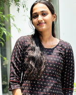 Load image into Gallery viewer, Black Butti Handloom Kurti for Women β Traditional Birthday & Festive Wear by Stanwells Designs