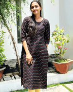 Load image into Gallery viewer, Black Butti Handloom Kurti for Women β Traditional Birthday & Festive Wear by Stanwells Designs
