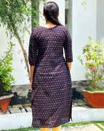 Load image into Gallery viewer, Black Butti Handloom Kurti for Women β Traditional Birthday & Festive Wear by Stanwells Designs