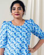 Load image into Gallery viewer, Blue Floral Hakoba Kurti for Women β Casual & Festive Wear by Stanwells Designs
