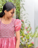 Load image into Gallery viewer, Blush Pink Designer Tissue Frock Kurti - Stanwells Designs