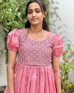 Load image into Gallery viewer, Blush Pink Designer Tissue Frock Kurti - Stanwells Designs