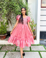 Load image into Gallery viewer, Blush Pink Designer Tissue Frock Kurti - Stanwells Designs