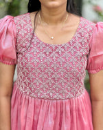 Load image into Gallery viewer, Blush Pink Designer Tissue Frock Kurti - Stanwells Designs