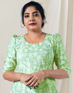 Load image into Gallery viewer, Green Floral Hakoba Kurti for Women β Daily & Casual Wear by Stanwells Designs