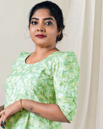 Load image into Gallery viewer, Green Floral Hakoba Kurti for Women β Daily & Casual Wear by Stanwells Designs