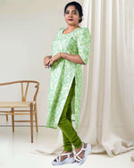 Load image into Gallery viewer, Green Floral Hakoba Kurti for Women β Daily & Casual Wear by Stanwells Designs