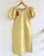 Load image into Gallery viewer, Kerala Check Golden Tissue Kurti for Women β Traditional Festive Wear by Stanwells Designs