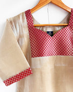 Load image into Gallery viewer, Kerala Golden Tissue Silk Kurti for Women β Festive & Ethnic Birthday Wear by Stanwells Designs