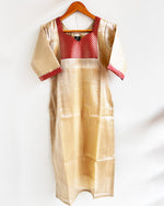 Load image into Gallery viewer, Kerala Golden Tissue Silk Kurti for Women β Festive & Ethnic Birthday Wear by Stanwells Designs