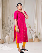 Load image into Gallery viewer, Magenta Cotton Silk Dotted Kurti for Women β Elegant Party Wear by Stanwells Designs