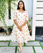 Load image into Gallery viewer, Offwhite Kora Cotton Heart Embroidey Frock Kurti - Stanwells Designs