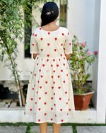 Load image into Gallery viewer, Offwhite Kora Cotton Heart Embroidey Frock Kurti - Stanwells Designs