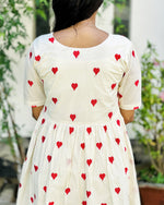 Load image into Gallery viewer, Offwhite Kora Cotton Heart Embroidey Frock Kurti - Stanwells Designs