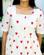 Load image into Gallery viewer, Offwhite Kora Cotton Heart Embroidey Frock Kurti - Stanwells Designs