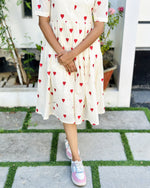 Load image into Gallery viewer, Offwhite Kora Cotton Heart Embroidey Frock Kurti - Stanwells Designs