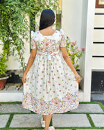 Load image into Gallery viewer, Offwhite Linen Floral Printed Frock Kurti - Stanwells Designs