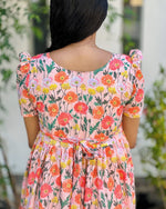 Load image into Gallery viewer, Orange Shade Floral Hakoba Frock Kurti - Stanwells Designs