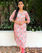 Load image into Gallery viewer, Orange shade printed Hakkoba kurti - Stanwells Designs