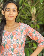 Load image into Gallery viewer, Orange shade printed Hakkoba kurti - Stanwells Designs