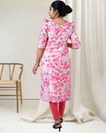Load image into Gallery viewer, Peach Pink Floral Hakoba Kurti for Women β Elegant & Casual Wear by Stanwells Designs