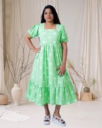 Load image into Gallery viewer, Pista Green Polka Dot Kurti for Women β Casual & Daily Wear by Stanwells Designs