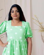 Load image into Gallery viewer, Pista Green Polka Dot Kurti for Women β Casual & Daily Wear by Stanwells Designs