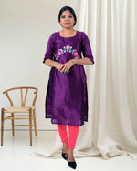 Load image into Gallery viewer, Purple Embroidered Silk Kurti for Women β Festive & Elegant Wear by Stanwells Designs