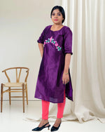Load image into Gallery viewer, Purple Embroidered Silk Kurti for Women β Festive & Elegant Wear by Stanwells Designs
