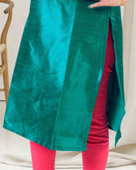 Load image into Gallery viewer, Rama Green Embroidered Silk Kurti for Women β Elegant Occasion Wear by Stanwells Designs