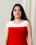 Load image into Gallery viewer, Red Velvet Sleeveless Kurti for Women β Party & Occasion Wear by Stanwells Designs