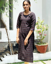 Black Butti Handloom Kurti for Women – Traditional Birthday & Festive Wear by Stanwells Designs
