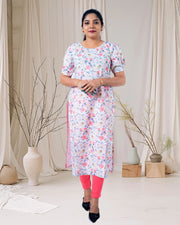 Floral Printed Linen Cotton Kurti for Women – Occasion & Festive Wear by Stanwells Designs
