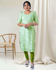Green Floral Hakoba Kurti for Women – Daily & Casual Wear by Stanwells Designs