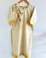 Load image into Gallery viewer, Kerala Floral Kanikkonna Embroidery Tissue Kurthi - Stanwells Designs
