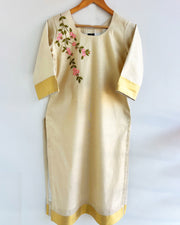 Kanikkonna Floral Tissue Kurti for Women – Kerala Festive & Birthday Wear by Stanwells Designs