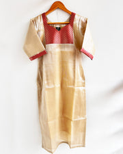 Kerala Golden Tissue Silk Kurti for Women – Festive & Ethnic Birthday Wear by Stanwells Designs