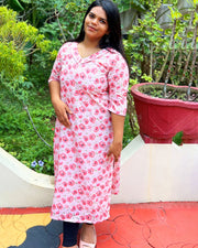 Light peach shade printed hakkoba kurti - Stanwells Designs