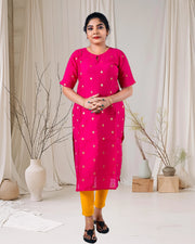 Magenta Cotton Silk Dotted Kurti for Women – Elegant Party Wear by Stanwells Designs