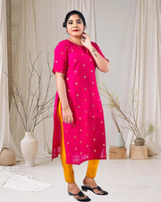 Magenta Cotton Silk Dotted Kurti for Women – Elegant Party Wear by Stanwells Designs