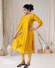 Mustard Yellow Cotton Silk Kurti for Women – Festive & Occasion Wear by Stanwells Designs