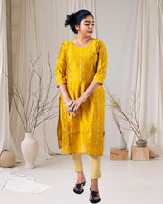 Mustard Yellow Cotton Silk Kurti for Women – Festive & Occasion Wear by Stanwells Designs
