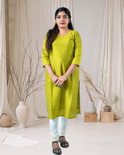 Pea Green Cotton Silk Kurti for Women – Occasion & Festive Wear by Stanwells Designs