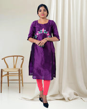 Purple Embroidered Silk Kurti for Women – Festive & Elegant Wear by Stanwells Designs