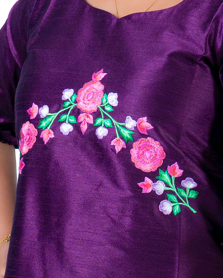 Purple Embroidered Silk Kurti for Women – Festive & Elegant Wear by Stanwells Designs