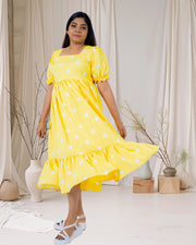 Girls Yellow Polka Dot Kurti – Casual & Birthday Wear by Stanwells Designs