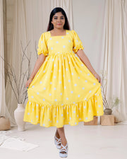 Girls Yellow Polka Dot Kurti – Casual & Birthday Wear by Stanwells Designs